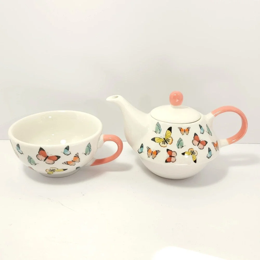 Elum‎ Designs Tea For One Set Cup and Teapot Butterflies